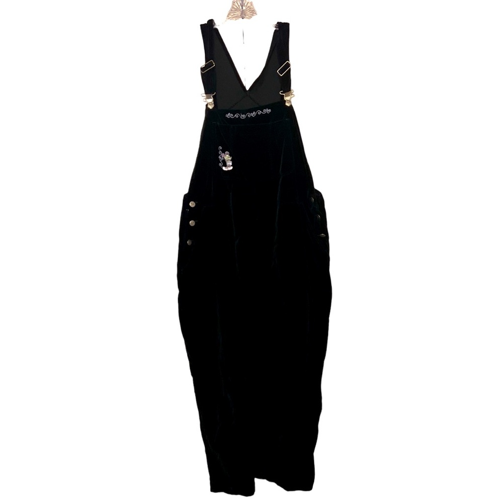 Vintage The Disney Store Mickey Mouse Black Velvet Overalls Size 14